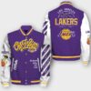 NBA Los Angeles Lakers Off White Varsity Jacket, Baseball Jacket - livanniestore Store