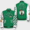 NBA Boston Celtics Off White Varsity Jacket, Baseball Jacket - livanniestore Store
