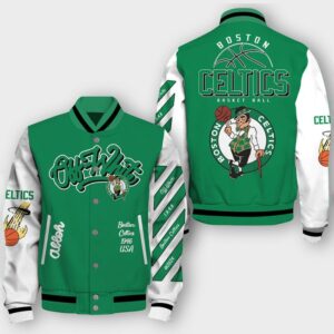 NBA Boston Celtics Off White Varsity Jacket, Baseball Jacket - livanniestore Store