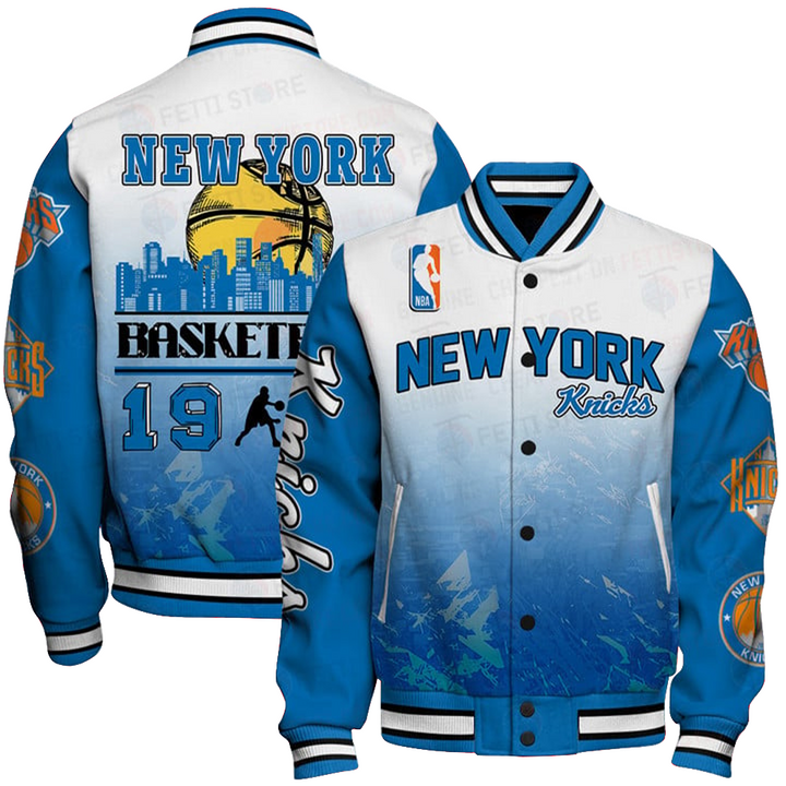 Nba New York Knicks - National Basketball Association Aop Varsity Jacket, Baseball Jacket - livanniestore Store