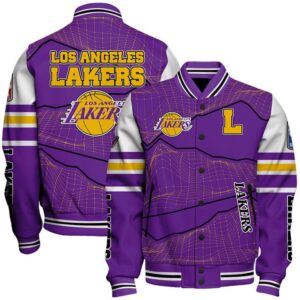 Los Angeles Lakers Basketball Unique Textures NBA Varsity Jacket, Baseball Jacket - livanniestore Store
