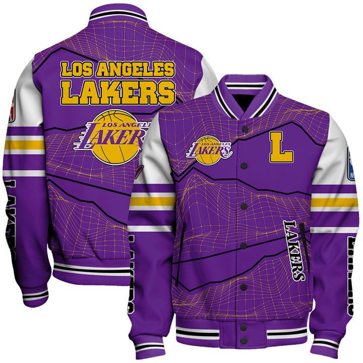Los Angeles Lakers Basketball Unique Textures NBA Varsity Jacket, Baseball Jacket - livanniestore Store