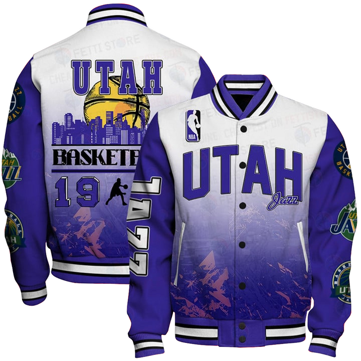 NBA Utah Jazz - National Basketball Association Aop Varsity Jacket, Baseball Jacket - livanniestore Store