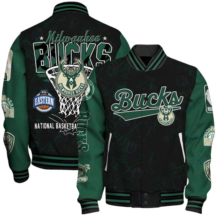 Milwaukee Bucks - National Basketball Association Logo Varsity Jacket, Baseball Jacket - livanniestore Store
