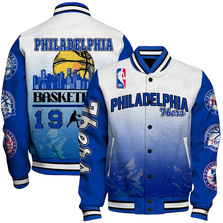 Nba Philadelphia 76ers - National Basketball Association Aop Varsity Jacket, Baseball Jacket - livanniestore Store