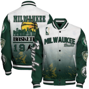 Milwaukee Bucks - National Basketball Association Aop Varsity Jacket, Baseball Jacket - livanniestore Store