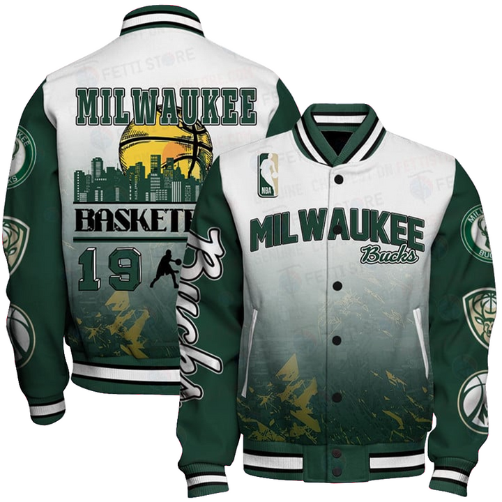 Milwaukee Bucks - National Basketball Association Aop Varsity Jacket, Baseball Jacket - livanniestore Store