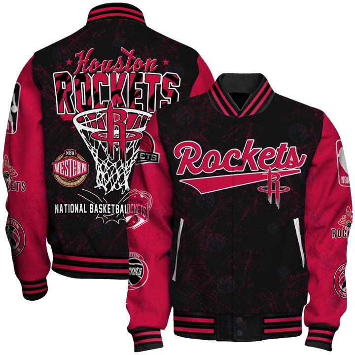 Houston Rockets - National Basketball Association Logo Varsity Jacket, Baseball Jacket - livanniestore Store