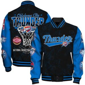 Oklahoma City Thunder - National Basketball Association Logo Varsity Jacket, Baseball Jacket - livanniestore Store