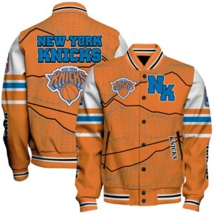 New York Knicks Basketball Unique Textures NBA Varsity Jacket, Baseball Jacket - livanniestore Store