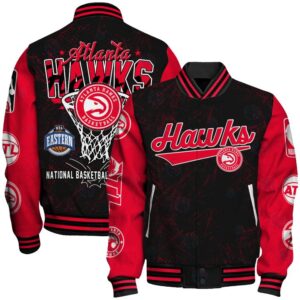 Atlanta Hawks - National Basketball Association Logo Varsity Jacket, Baseball Jacket - livanniestore Store