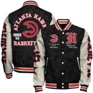 Atlanta Hawks NBA Team Logo Sport Pattern Style Varsity Jacket, Baseball Jacket - livanniestore Store