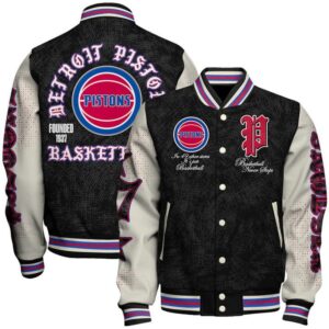Detroit Pistons NBA Team Logo Sport Pattern Style Varsity Jacket, Baseball Jacket - livanniestore Store
