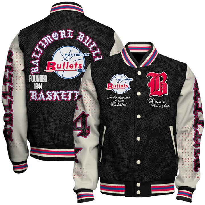 Baltimore Bullets NBA Team Logo Sport Pattern Style Varsity Jacket, Baseball Jacket - livanniestore Store