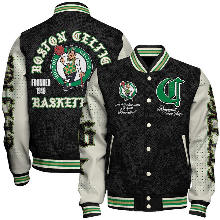 Boston Celtics NBA Team Logo Sport Pattern Style Varsity Jacket, Baseball Jacket - livanniestore Store