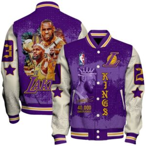 LeBron James 40K Career Points Record Basketball Team Varsity Jacket, Baseball Jacket - livanniestore Store