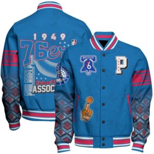 Philadelphia 76ers Team Logo Sport Pattern Vintage Varsity Jacket, Baseball Jacket - livanniestore Store