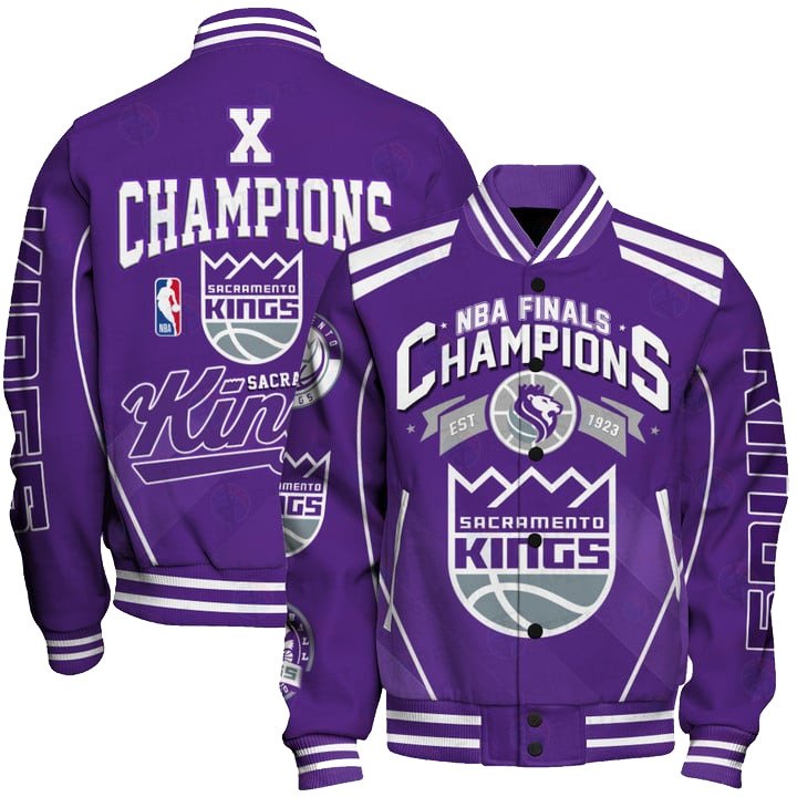 Sacramento Kings - X Champions Basketball Team Print Varsity Jacket, Baseball Jacket - livanniestore Store
