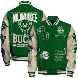 Milwaukee Bucks - National Basketball Association Print Varsity Jacket, Baseball Jacket - livanniestore Store