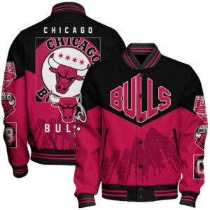 NBA Chicago Bulls Team Logo Sport Pattern Varsity Jacket, Baseball Jacket - livanniestore Store