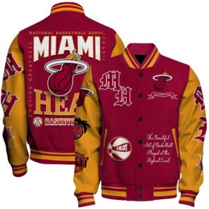 Miami Heat - National Basketball Association Print Varsity Jacket, Baseball Jacket - livanniestore Store