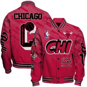 Chicago Bulls Team Logo Sport Pattern NBA Varsity Jacket, Baseball Jacket - livanniestore Store
