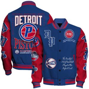 Detroit Pistons - National Basketball Association Print Varsity Jacket, Baseball Jacket - livanniestore Store