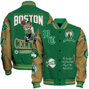 Boston Celtics - National Basketball Association Print Varsity Jacket, Baseball Jacket - livanniestore Store