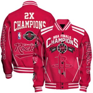 Houston Rockets - 2x Champions Basketball Team Print Varsity Jacket, Baseball Jacket - livanniestore Store