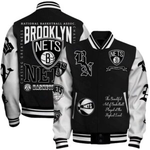 Brooklyn Nets - National Basketball Association Print Varsity Jacket, Baseball Jacket - livanniestore Store