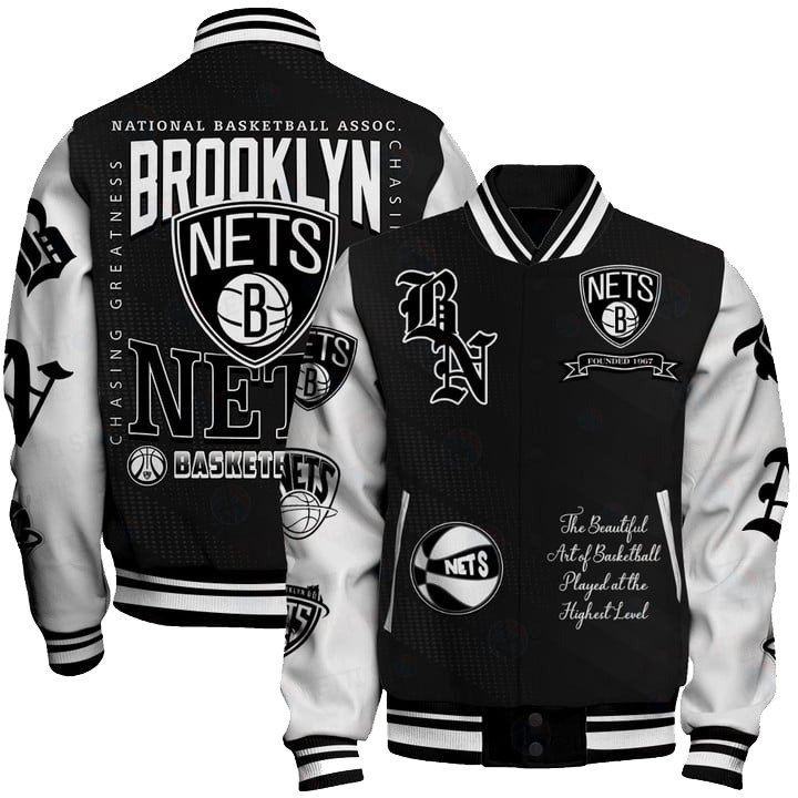 Brooklyn Nets - National Basketball Association Print Varsity Jacket, Baseball Jacket - livanniestore Store