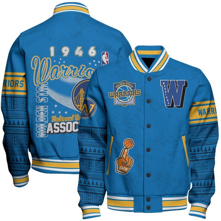Golden State Warriors Team Logo Sport Pattern Vintage Varsity Jacket, Baseball Jacket - livanniestore Store