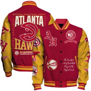 Atlanta Hawks - National Basketball Association Print Varsity Jacket, Baseball Jacket - livanniestore Store