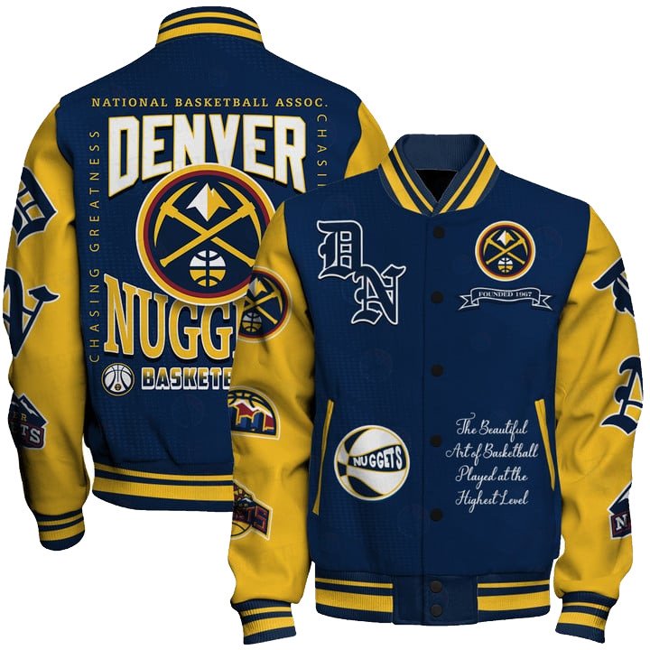 Denver Nuggets - National Basketball Association Print Varsity Jacket, Baseball Jacket - livanniestore Store