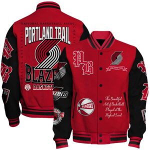 Portland Trail Blazers - National Basketball Association Print Varsity Jacket, Baseball Jacket - livanniestore Store