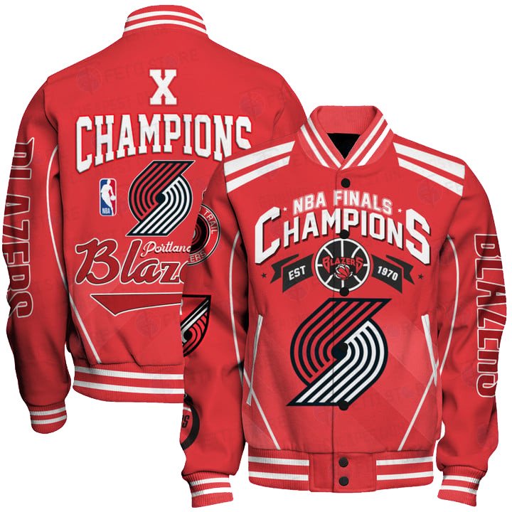 Portland Trail Blazers - X Champions Basketball Team Print Varsity Jacket, Baseball Jacket - livanniestore Store
