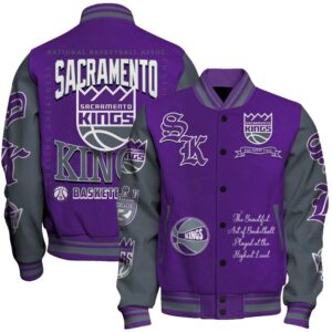 Sacramento Kings - National Basketball Association Print Varsity Jacket, Baseball Jacket - livanniestore Store