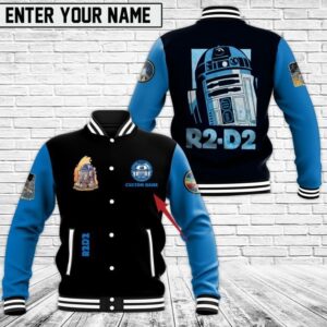Personalized R2 D2 Robot Star Wars Movie Fans Halloween Xmas Baseball Jacket - livanniestore Store