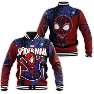 Spider Man Cute Chibi Superheroes Movie Fans Halloween Xmas Baseball Jacket - livanniestore Store
