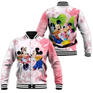 Mickey & Minnie Mouse Lovely Couple For Mouse Ears Fans Gift Baseball Jacket - livanniestore Store