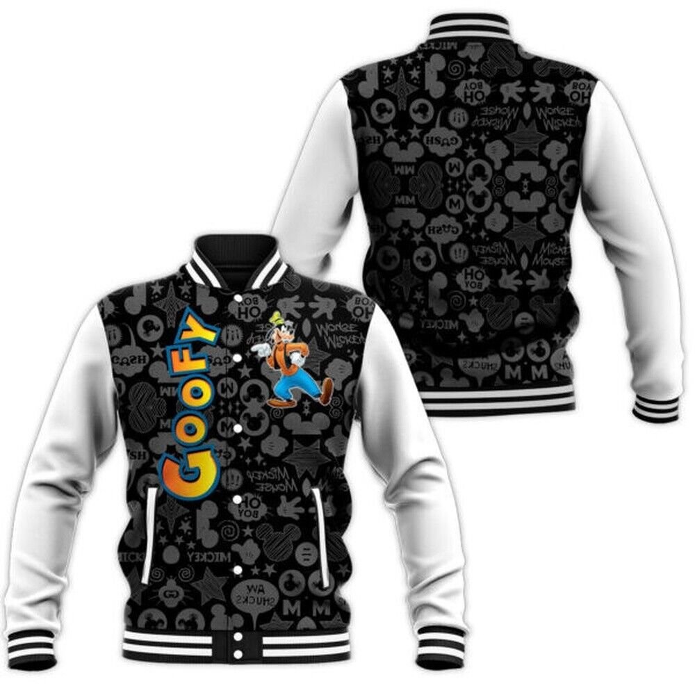 Goofy Dog Pattern Mickey Mouse Cartoon Lovers Gift Father'S Day Baseball Jacket - livanniestore Store