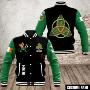 Personalized Irish Notre Dame Leprechaun Patrick'S Day Baseball Jacket - livanniestore Store