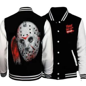 Jason Voorhees Face Mask Friday The 13Th Halloween Baseball Jacket - livanniestore Store