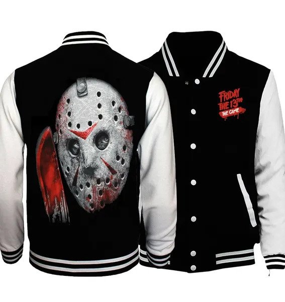 Jason Voorhees Face Mask Friday The 13Th Halloween Baseball Jacket - livanniestore Store