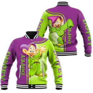 Love Dopey Dwarf Snow White And Seven Dwarfs Movie Baseball Jacket - livanniestore Store