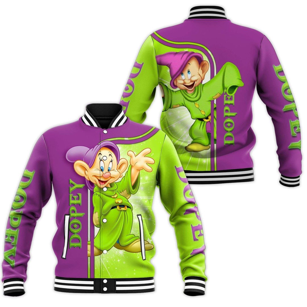 Love Dopey Dwarf Snow White And Seven Dwarfs Movie Baseball Jacket - livanniestore Store