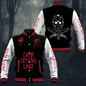 Personalized Horror Movie Jason Voorhees Camp Crystal Lake Baseball Jacket - livanniestore Store