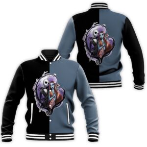 Jack Skellington And Sally Nightmare Couple Before Xmas Baseball Jacket - livanniestore Store