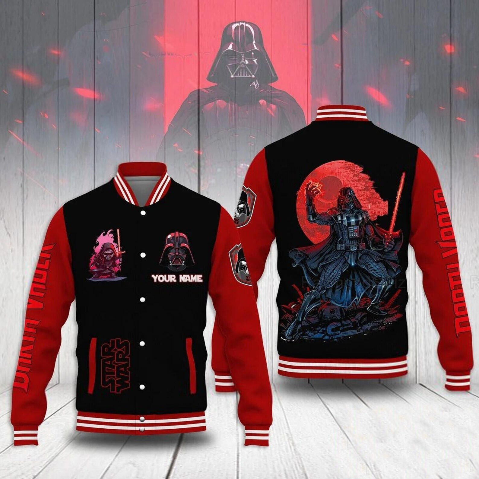 Personalized Darth Vader Star Wars Movie Father'S Day Birthday Baseball Jacket - livanniestore Store