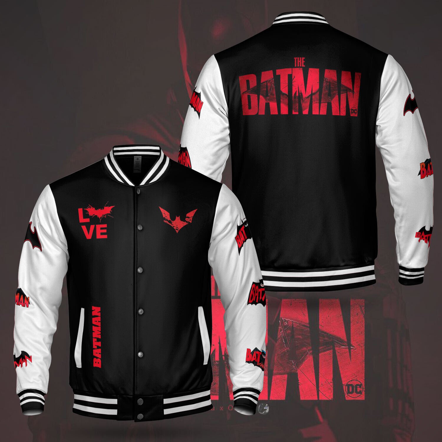 Love Batman The Batman Movie Happy Halloween Christmas Baseball Jacket - livanniestore Store